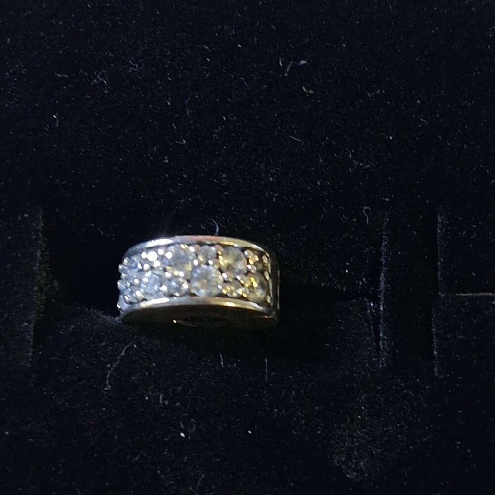 Pandora Silver Clip Clear Cubic Zirconia Silicone Grip Gently Used